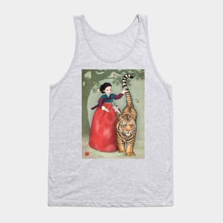 Woman and Tiger in Hanbok Tank Top